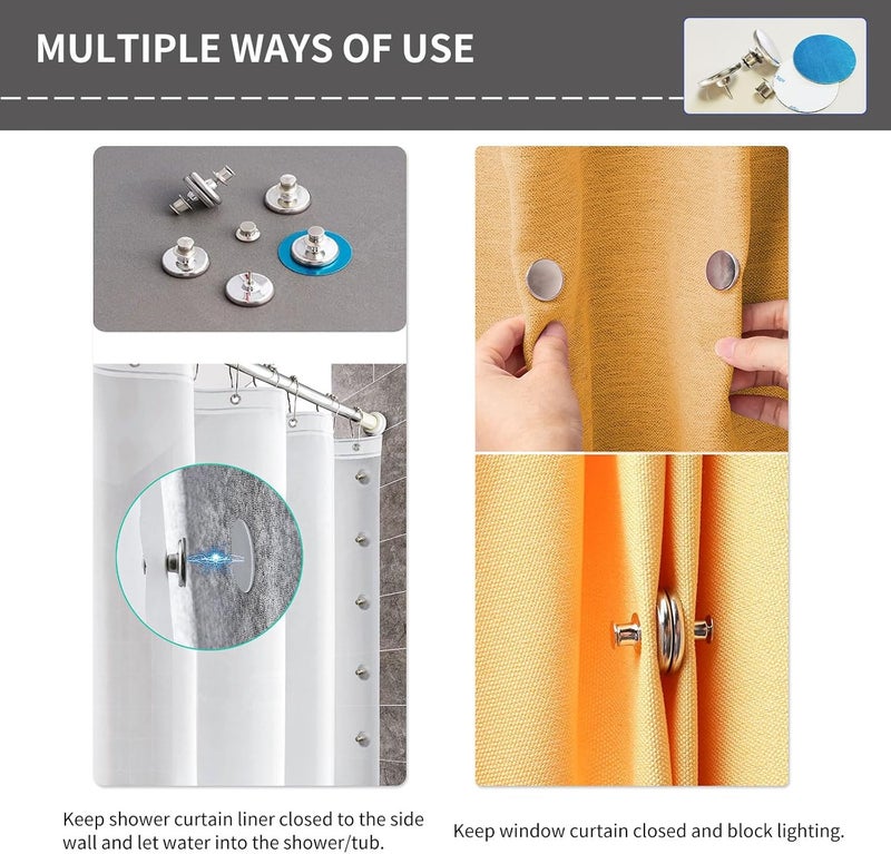 Lapis 24pcs Premium Curtain Magnet Clips, Strong Hold, Stylish Back Tacks & Buckles, Curtain Buckle with Self-Adhesive Patches,No-Drill Wall Adhesive Side Keepers - Enhance Home, Bedroom & Office Draperies - Image 3